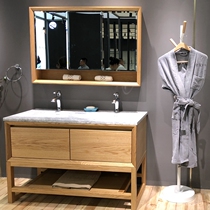 American bathroom cabinet combination Nordic floor solid wood double basin toilet wash table wash basin cabinet