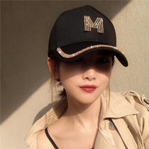 Tide brand hat female Korean version of Joker Net red cap ins Tide brand spring and summer days M letter rhinestone shade baseball cap