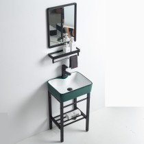 Light luxury dark green one floor sink small apartment bathroom balcony mini washbasin