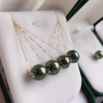Black butterfly natural sea water Tahiti black pearl necklace quality 18K gold malachite green road pendant collarbone