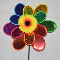 Classic childrens outdoor windmill sunflower sequin windmill plastic windmill toy Park scenic spot hot sale