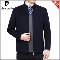 Autumn and winter clothing Pierre Cashmere Jacket Mens Middle-aged High-grade Woolen Coat Short Collar Coat