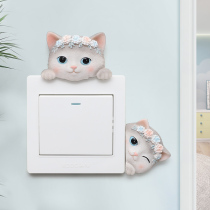 Creative cute kitten switch sticker cartoon animal socket decorative frame switch protective cover home wall sticker