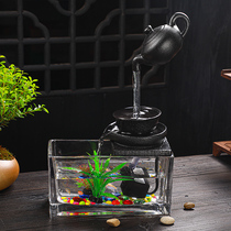 Suspension circulating flowing water ornaments accessories with glass small fish tank fountain humidifier living room office desktop
