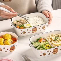 Lunch box microwave heating special office for office workers with cover students boxed box ceramic sub-refreshing bowls meal kit packages