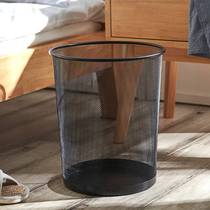 Trash can household large-capacity Office bedroom living room bathroom creative uncovered metal iron net sanitary bucket