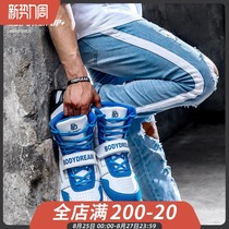  BD bodybuilding station Blue and white lace-up high-top strength weightlifting protection squat shoes mens protective gear gym training shoes
