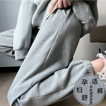 Pregnant women pants spring and autumn fashion Haren pants autumn wear plus velvet padded waffle casual leggings autumn and winter