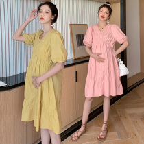 Maternity dress summer top 2021 summer fashion temperament age-reducing dress medium-long trendy mom summer skirt female