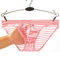 1 2 Junya mens mesh transparent panties Ultra-thin breathable low waist sexy U convex briefs for young men