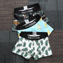 Mens underwear cotton flat corner pants bottom pants underpants Young breathable No-scratches Boys trend Personality Four-corner Shorts Thin