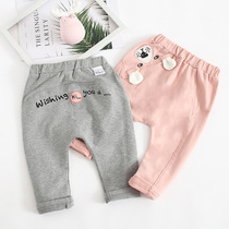 Baby outside wearing big fart pants male and female baby cartoon underpants spring and autumn clothes pure cotton pp pants slim fit foreign air Tong