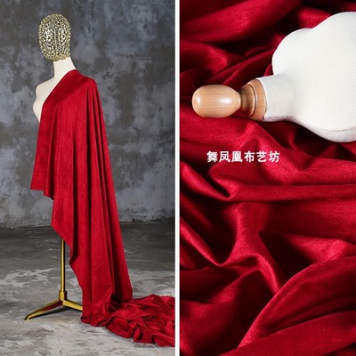 taobao agent Dark red double -sided ultra -fiber suede fabric drooping knitted elastic imitation deer skin matte velvet fur fabric