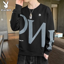 Playboy sweater mens spring and autumn fashion brand hooded loose wild clothes printed ruffian handsome long-sleeved mens autumn clothes