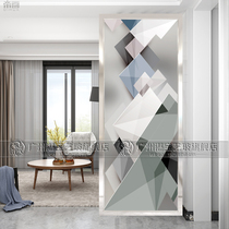 Modern art glass screen partition simple home decoration living room aisle porch tempered transparent geometry