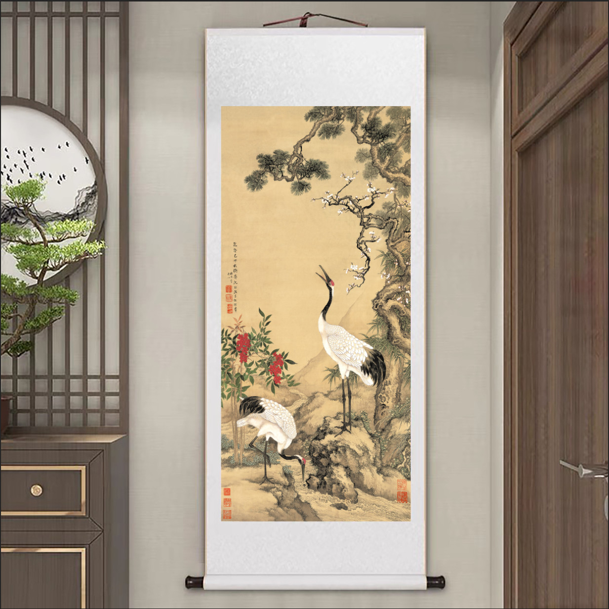 松鹤图玄关挂画-松鹤图玄关挂画促销价格、松鹤图玄关挂画品牌- 淘宝