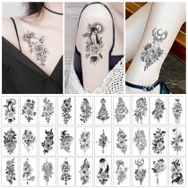 Tattoo stickers waterproof long-lasting female sexy flower arms dark flowers plain arm thigh simulation personality stickers ins