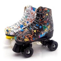 Double-row roller skates boys and adults roller skates skates quad flash lamp graffiti Net red same
