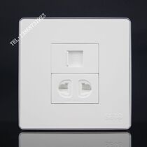 Silver edge 86 two-hole power plus telephone socket panel RJ11 telephone power wall switch socket panel