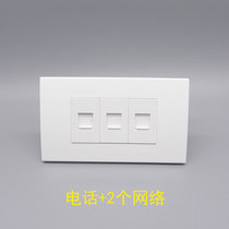 120 type three-digit dual-port network with telephone socket 2 RJ45 computer single telephone broadband network cable wall panel