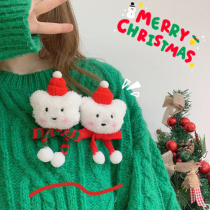 Christmas decoration Japanese plush bear brooch cute girl heart New Year gift ins Wind clothes bag hanging ornaments