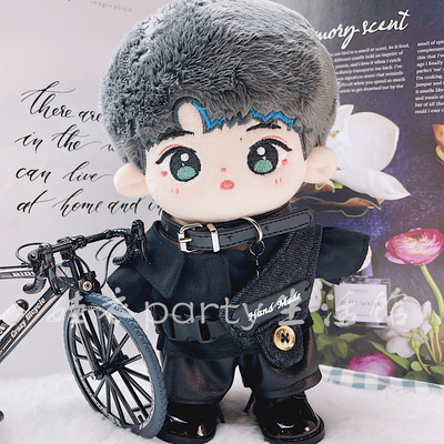 taobao agent Spot 20cm baby clothes black shirt collar collar handsome cool vest wild wind leather pants cotton doll normal body fat body