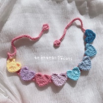She and her cat cats cat love rainbow collar woven cute pet scarf handmade dog accessories