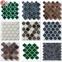 Kiln becomes ice crack Ceramic mosaic lantern Villa living room entrance bar bathroom background wall mosaic green brick