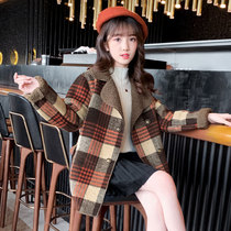 Korean girl woolen coat autumn and winter children Foreign style winter dress long plus velvet thickened childrens woolen coat