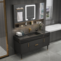 Modern Nordic light luxury Rock board one-body basin smart bathroom cabinet floor-standing toilet wash basin cabinet combination
