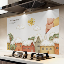 Home Kitchen Sticker High Temperature Resistant Anti-Oil Sticker Gas Stove Flame Retardant Self-Adhesive Hearth With Wall Paper Ice Cream Mountain Paste