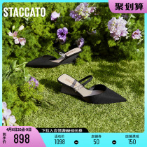 Thagatu 2022 Summer new cream Shoe female small pointed sandal slopes heel can be worn with cool slippers EDK13AH2
