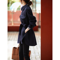 DYB463326VG] Autumn out of the street ideal style tooling wind belt belt woolen jacket wool cashmere