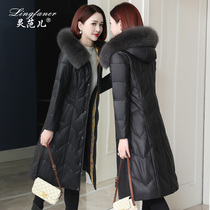 Leather Down Jacket Women 2021 New Winter Haining Middle-aged Mother Sheepskin Coat Long Fur Leather