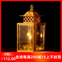 Indoor and outdoor pure copper lamp ghee lamp holder windproof rain water oil lampshade retro copper Sky Lantern Buddha Taoist supplies