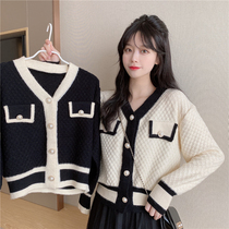 Knitted sweater 2021 early autumn new womens coat lazy Japanese retro celebrity wind cardigan outer jacket