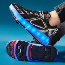 Take shoes four wheels boy skateboard children with wheel shoes lamps pair-wheel adult shoes shining shoes