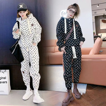 22 years Spring and autumn new sports Leisure printing Two sets of women Fashion tooling Fitness Running clothes Han version Easing Tide