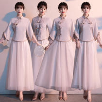 Chinese bridesmaid dress long 2021 New Chinese style autumn can be worn sister girlfriends group wedding Xiuhe bridal dress