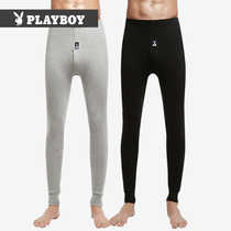 Playboy autumn pants mens thin cotton autumn and winter bottoming thread pants wool pants one piece tight mens warm pants
