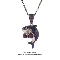 Pxvv special boxing Shark twist chain hip hop necklace pendant men and women great white Shark boxing king