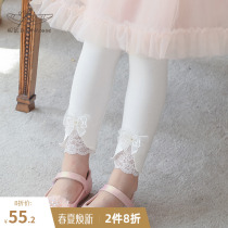 Boat rat girl white punchline underpants spring and autumn wear foreign air 2022 new lace butterfly knot child baby pants