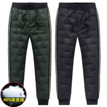 White duck down pants mens winter wear plus velvet thickened fashion thin northeast outdoor warm rubber cotton pants