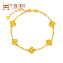 Gold four-leaf clover bracelet female 999 pure gold five-flower bracelet 5g craft three-flower gold bracelet fashion pure gold jewelry