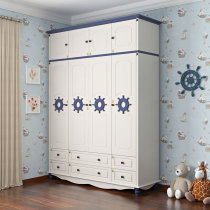 Mediterranean wardrobe Two doors Three four five doors with top cabinet wardrobe combination Boy girl multi-function drawer wardrobe