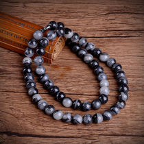 One-dimensional auction Xinjiang Hetian jade necklace blue-and-white seed material seek jade stone necklace 8mm bead women Ball
