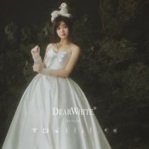  Dear white 2021 new doll waltzsatin female wedding dress simple bridal bandeau tutu