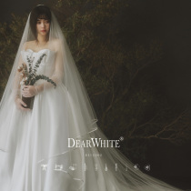 Dear White 2021 new side Island wedding dress chest female tailed bride satin strappy dress