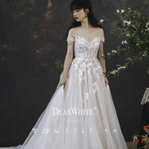 Dear White 2021 New main wedding dress spring shade bride tailing temperament thin forest lawn light wedding dress
