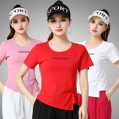 Летняя летняя одежда, современная танцующая спортивная одежда, короткий рукав, облегающий крой